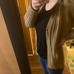 Camel cardigan sweater